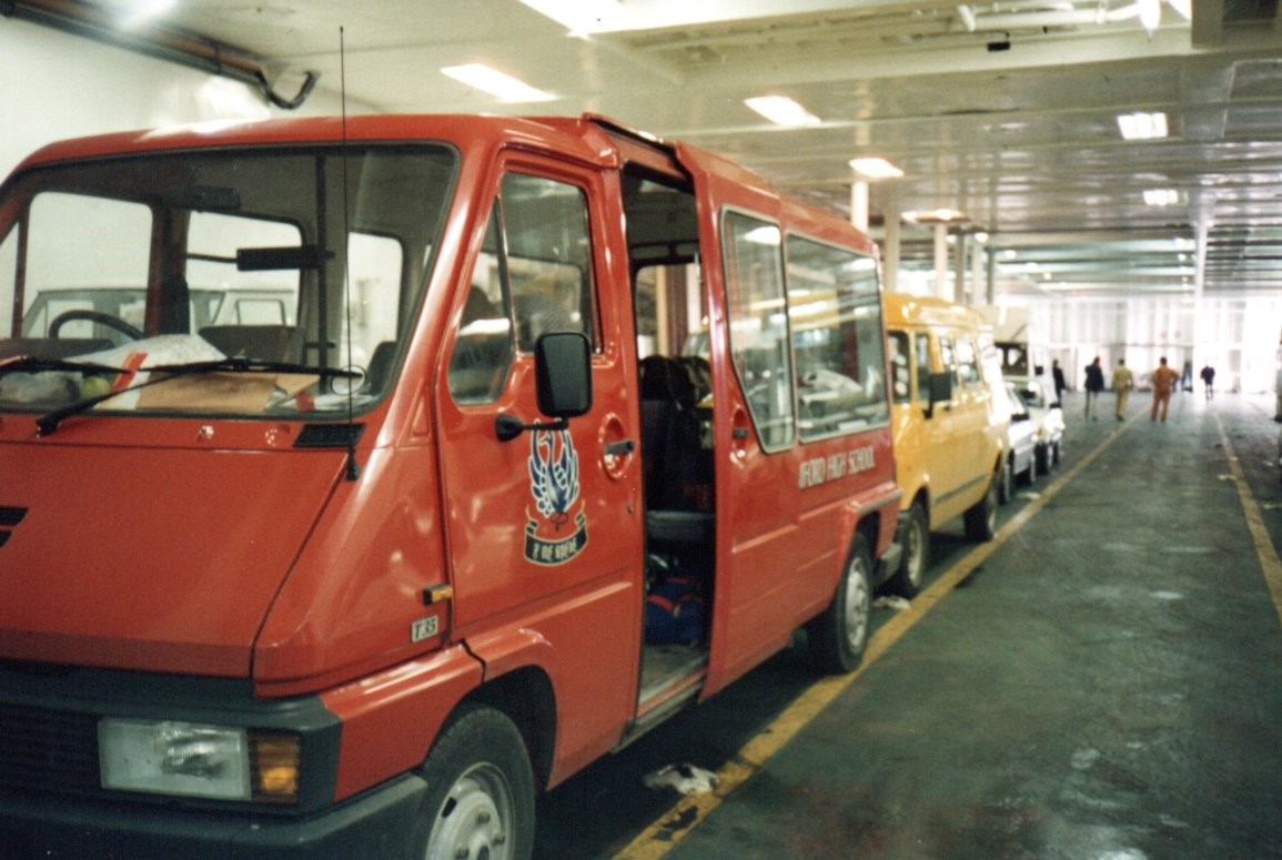 The SES Minibus on board the ferry